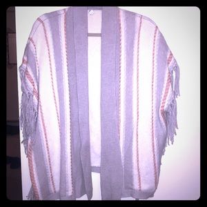 Margaret O’Leary short sleeve fringe poncho